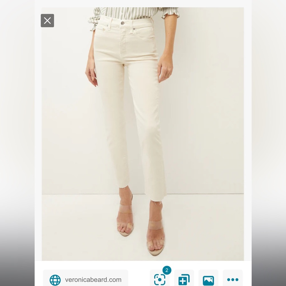 Veronica Beard Ryleigh slim straight jeans, off white. Size 27. N Wout Tags.
